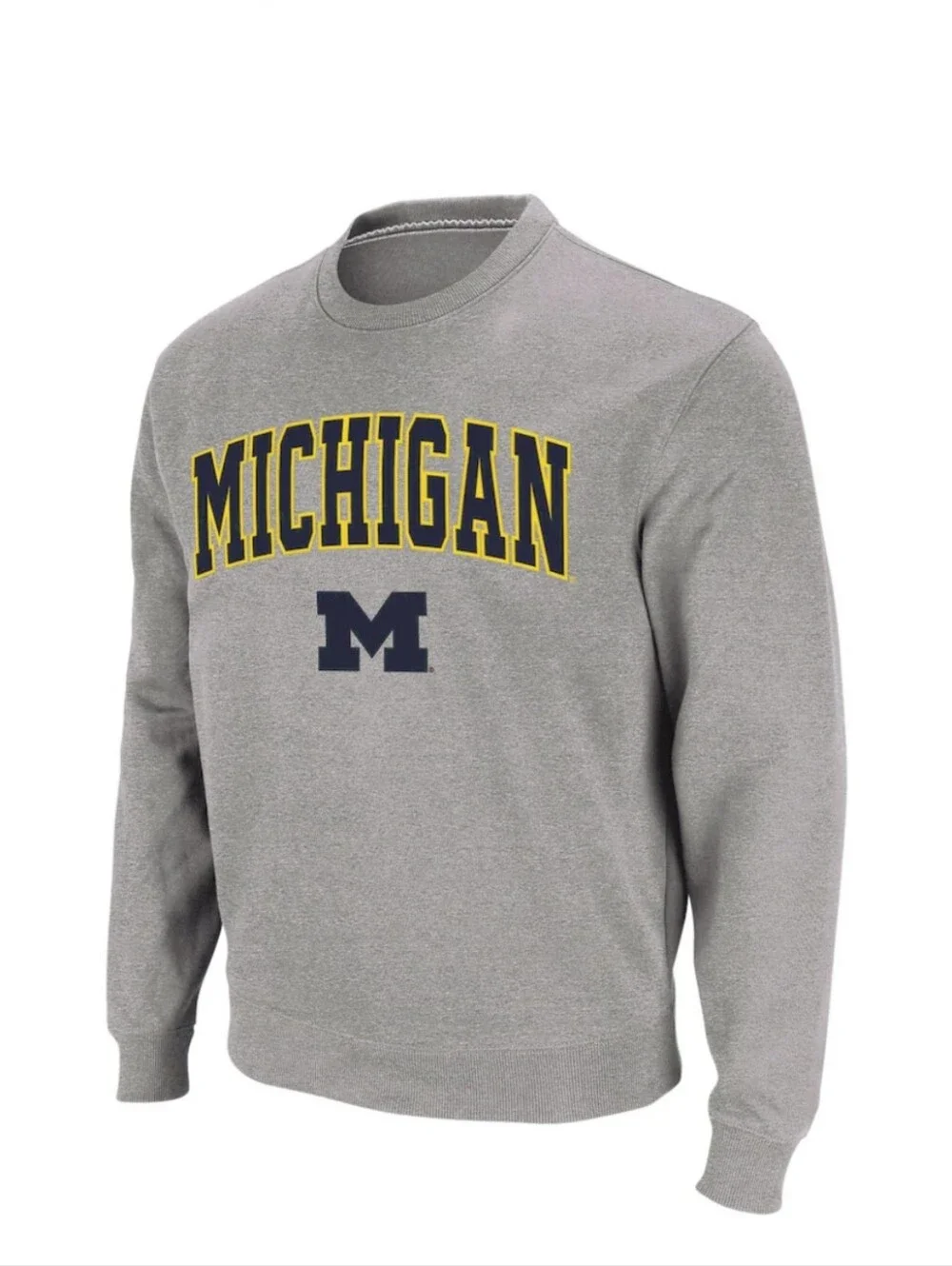 Michigan Wolverines Colosseum Arch & Logo Crew Neck MAIZE & Blue Logo New W/tags